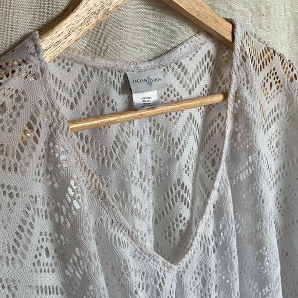 Jaclyn Smith women’s medium white Swimsuit Cover‎ sheer cut out design front tie - Picture 3 of 14